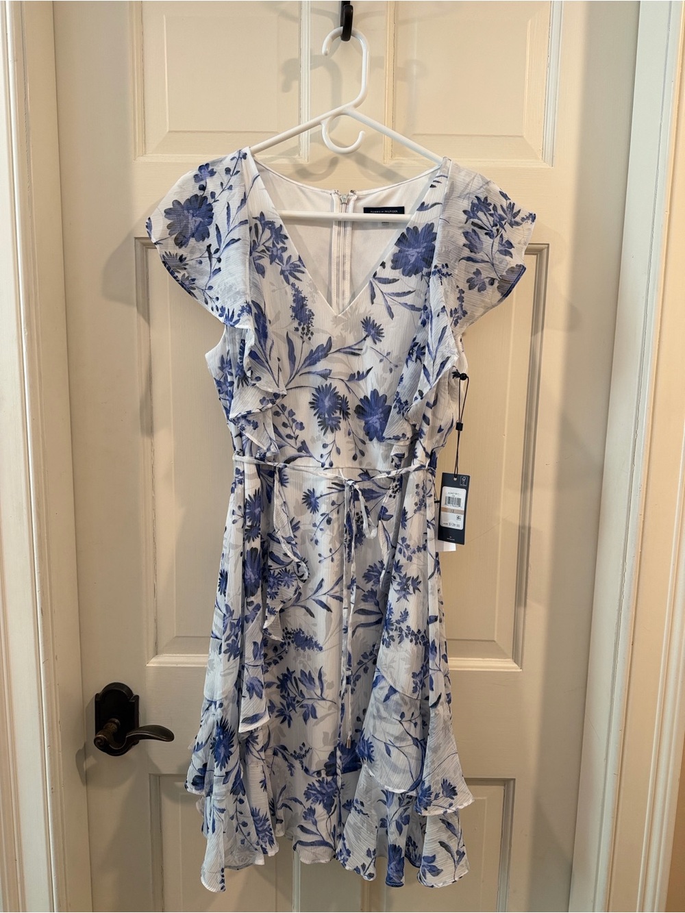 Tommy Hilfiger Blue and White Floral Midi Dress